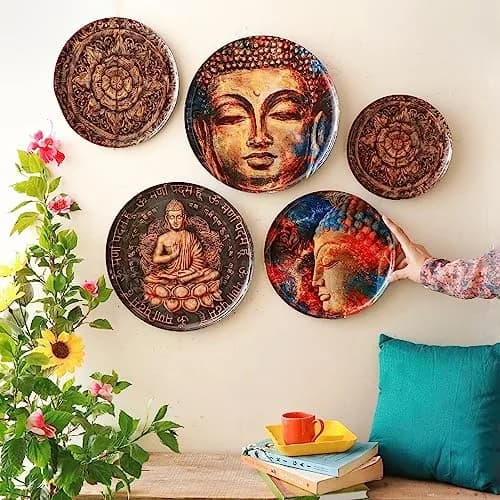 RITUALISTIC Nirvana Buddha Wall Plates Set of 5 | Metal Wall Décor for Living Room & Meditation Space thumbnail 9
