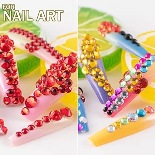 BELLEBOOST Flatback Rhinestones 4520 Pcs Colorful Nail Art Rhinestones with Picker & Tweezer | Multi-Size & Colorful (70-120 chars) thumbnail 5