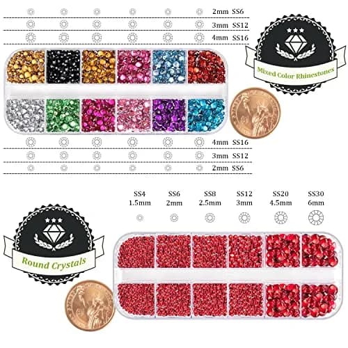 BELLEBOOST Flatback Rhinestones 4520 Pcs Colorful Nail Art Rhinestones with Picker & Tweezer | Multi-Size & Colorful (70-120 chars) thumbnail 4