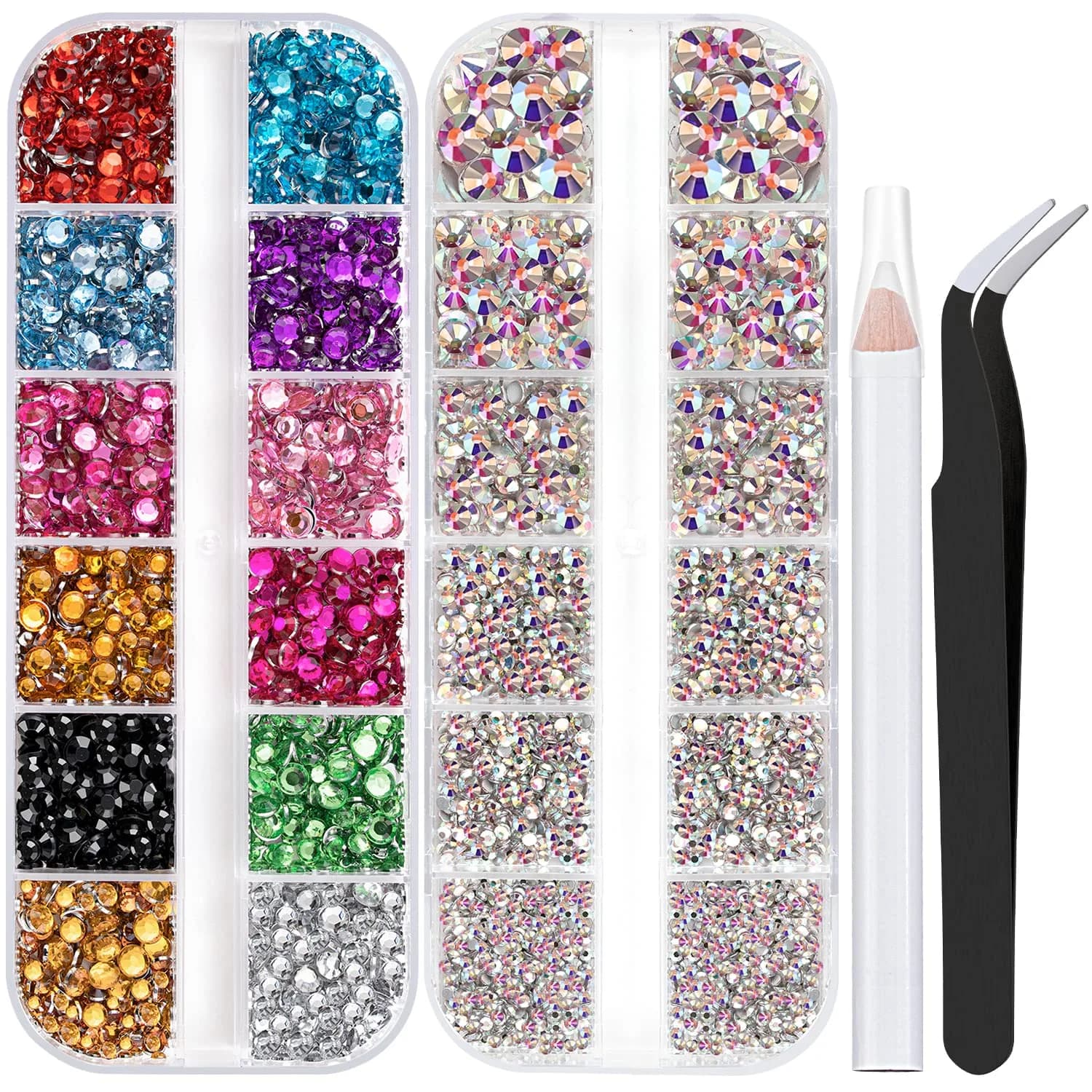 BELLEBOOST 4520 Pcs Nail Art Rhinestones & Gems Set with Tools | Flatback Crystal & AB Assortment