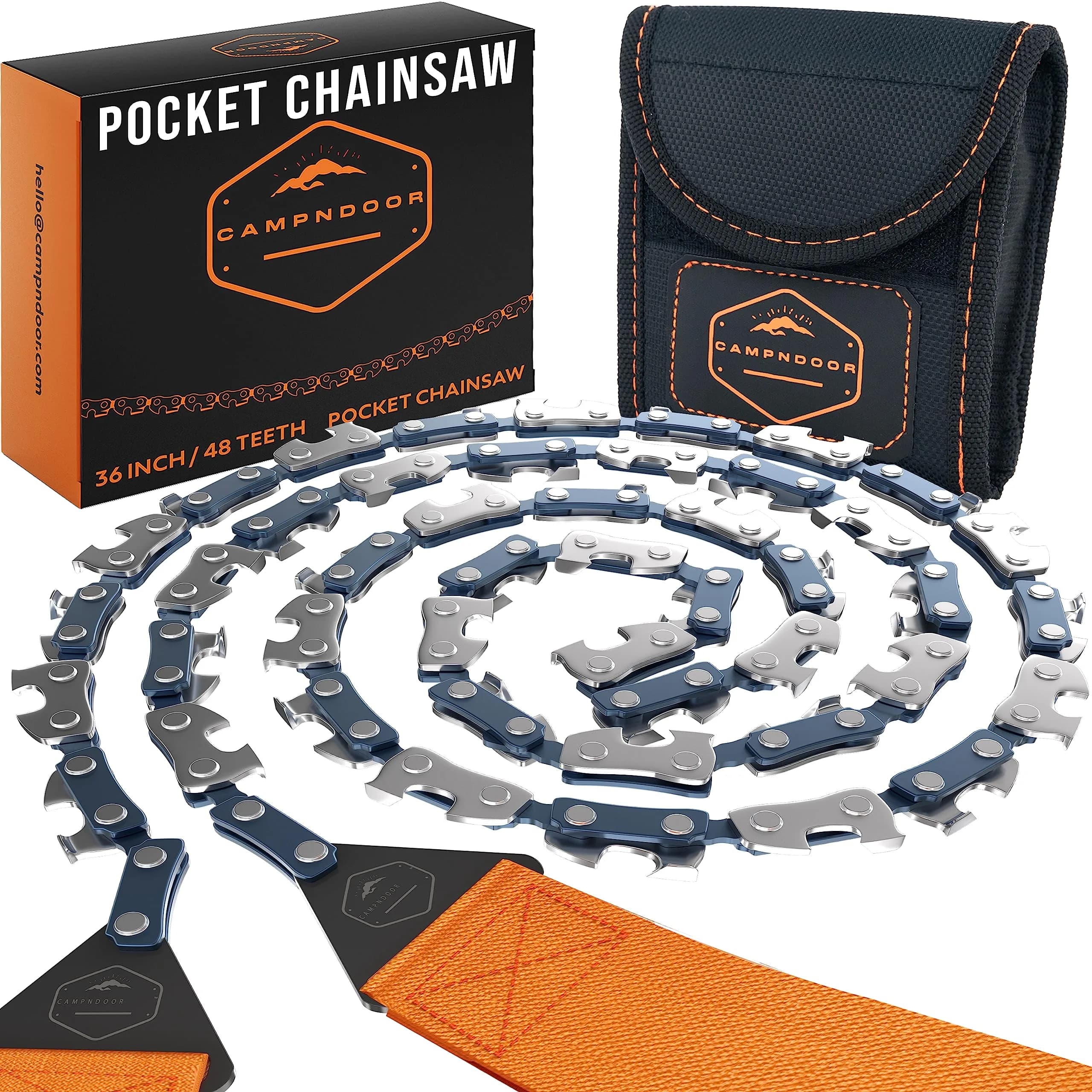 CAMPNDOOR Pocket Chainsaw 91.44cm (36 inches) | Survival Gear for Jungle Adventures — Orange Handles