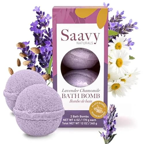 Saavy Naturals Bath Bombs – Relaxing Foaming Fizz Bubbles, Organic Bath Bombs for Women and Kids with Jojoba Oil - Gentle for Sensitive Skin - Made in USA - Lavender Chamomile (1 Pack) - 12 oz thumbnail 1