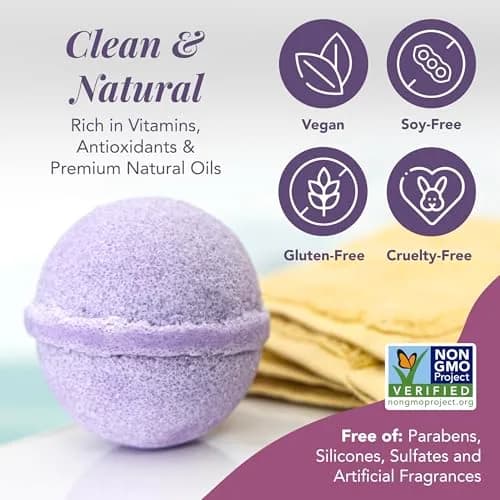 Saavy Naturals Bath Bombs – Relaxing Foaming Fizz Bubbles, Organic Bath Bombs for Women and Kids with Jojoba Oil - Gentle for Sensitive Skin - Made in USA - Lavender Chamomile (1 Pack) - 12 oz thumbnail 5
