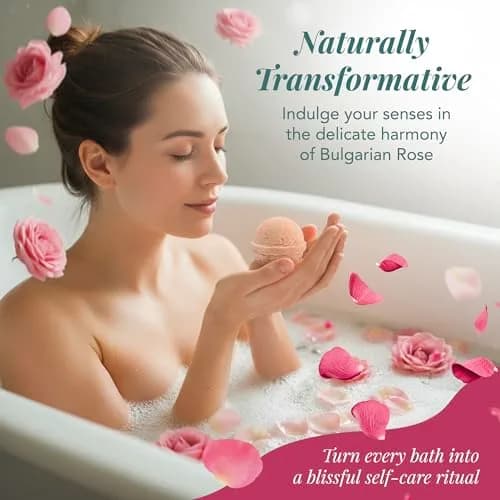 Saavy Naturals Organic Bath Bombs – Relaxing Foaming Fizz, Bulgarian Rose, 12 oz | Gentle for Sensitive Skin thumbnail 5