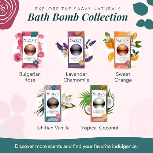 Saavy Naturals Organic Bath Bombs – Relaxing Foaming Fizz, Bulgarian Rose, 12 oz | Gentle for Sensitive Skin thumbnail 7