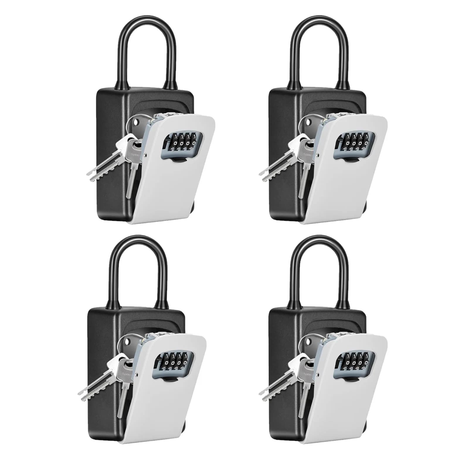 Fayleeko Portable Key Lock Box 4 Pack | Weatherproof Wall Mounted Security for House Keys — Gray
