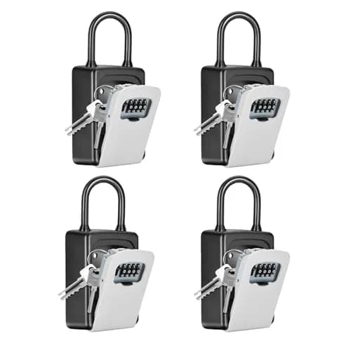 Fayleeko Portable Key Lock Box 4 Pack | Weatherproof Wall Mounted Security for House Keys thumbnail 1