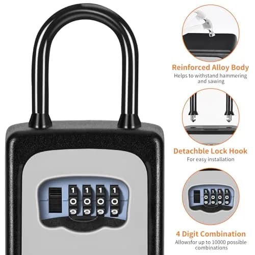 Fayleeko Portable Key Lock Box 4 Pack | Weatherproof Wall Mounted Security for House Keys thumbnail 5