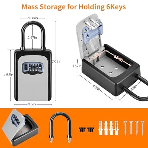 Fayleeko Portable Key Lock Box 4 Pack | Weatherproof Wall Mounted Security for House Keys thumbnail 8