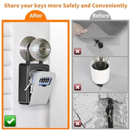 Fayleeko Portable Key Lock Box 4 Pack | Weatherproof Wall Mounted Security for House Keys thumbnail 2