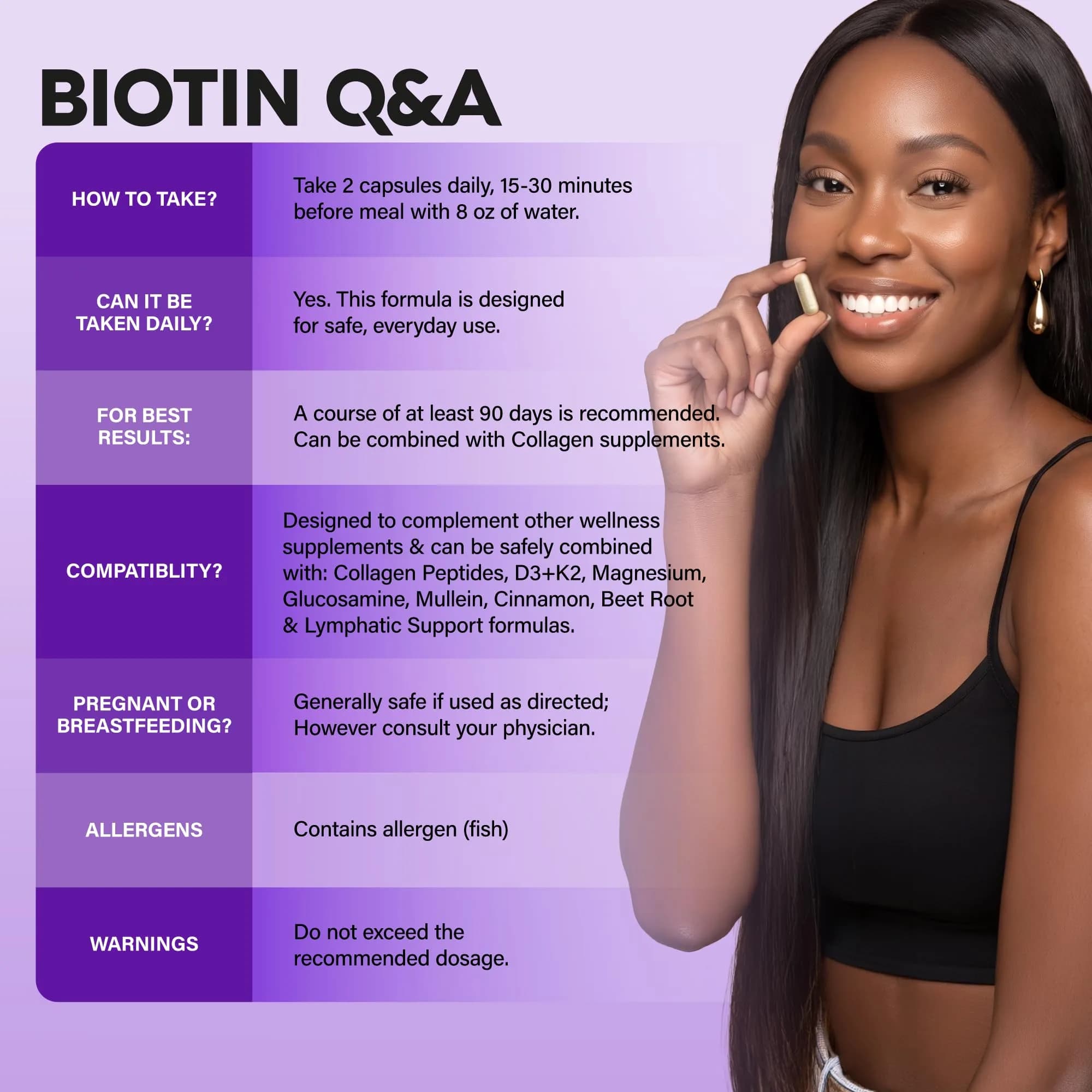 NUTRAHARMONY Biotin Collagen Hyaluronic Acid Keratin Capsules 60 Count | Clinically Tested Hair Growth Support - view 8