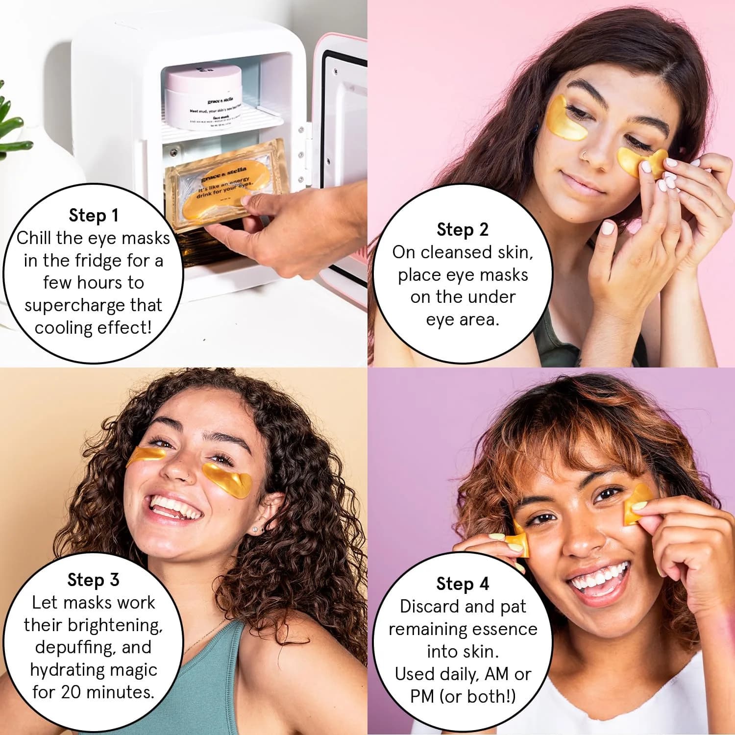 grace & stella Award Winning Under Eye Mask - 72 Pairs (Gold, Pink, Blue) | Cruelty-Free & Vegan Gel Eye Patches - view 5