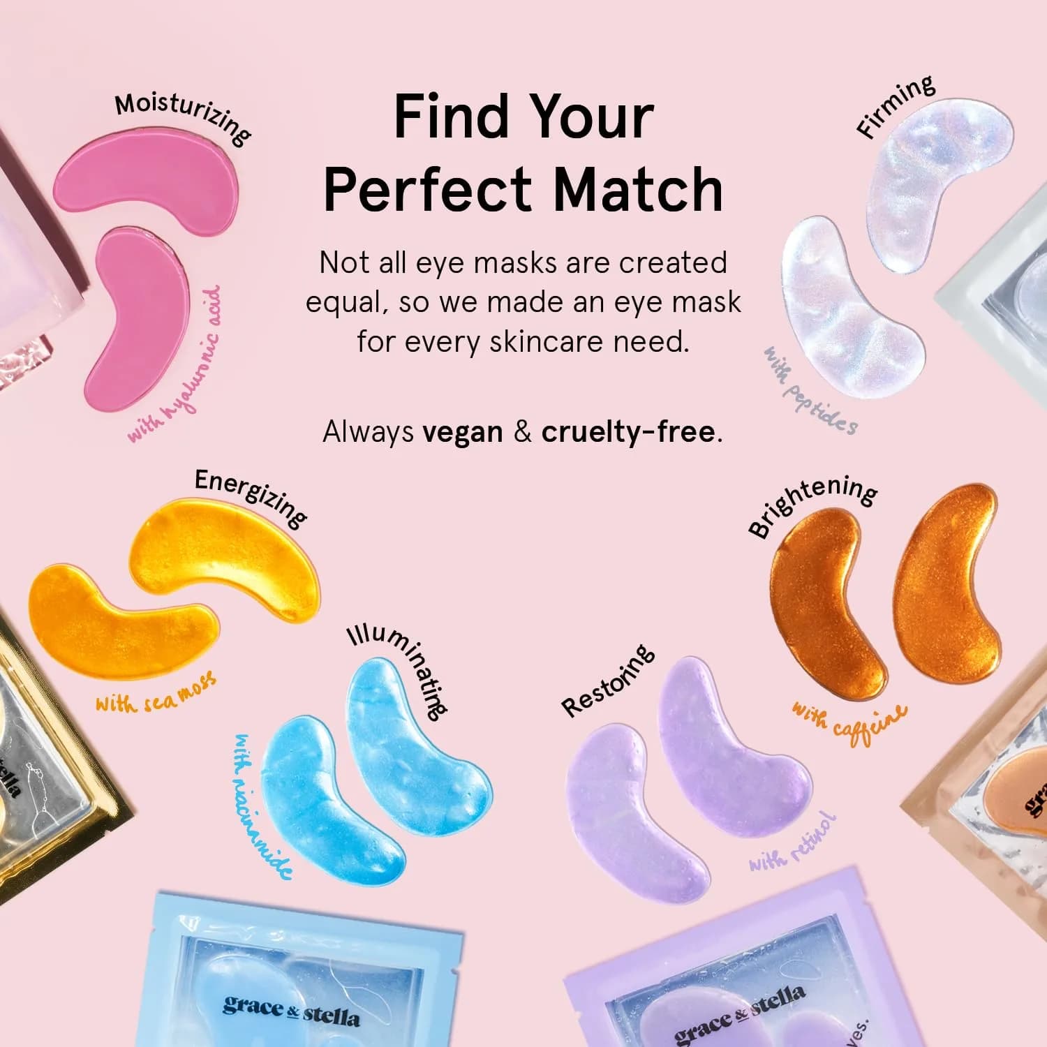 grace & stella Award Winning Under Eye Mask - 72 Pairs (Gold, Pink, Blue) | Cruelty-Free & Vegan Gel Eye Patches - view 4