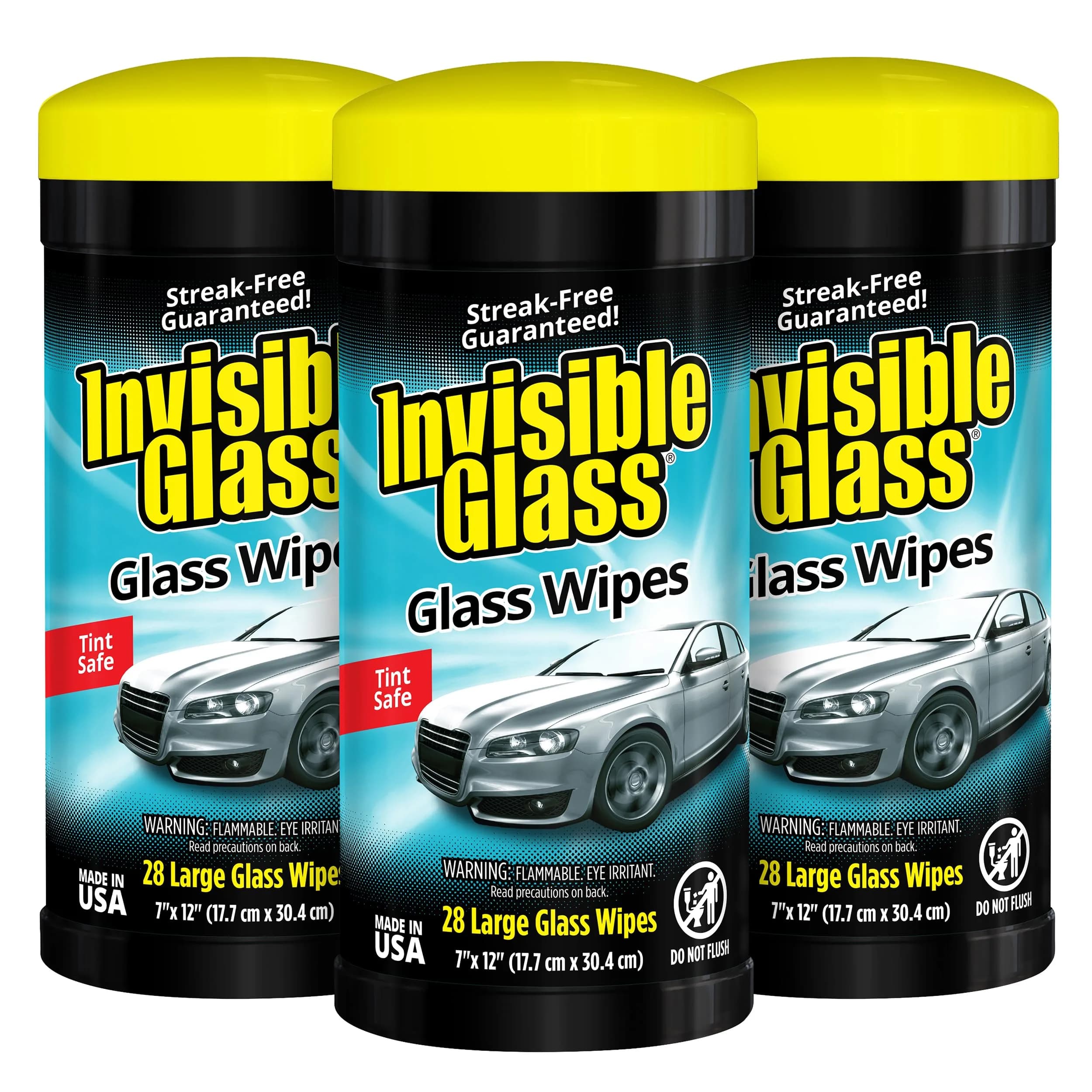 Invisible Glass Auto Glass Cleaning Wipes 84 Count (Pack of 3) | Streak-Free Clarity for All Vehicle Glass — White