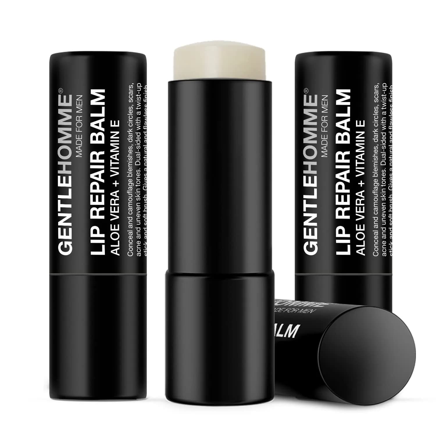 Gentlehomme Lip Repair Balm 3 Pack | SPF 15, Aloe Vera & Vitamin E, Hydrates & Repairs Dry Lips — Clear