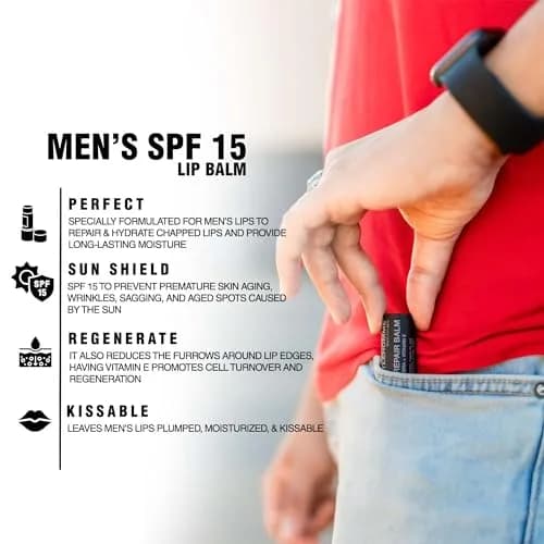 Gentlehomme Lip Repair Balm 3 Pack | SPF 15, Aloe Vera & Vitamin E, Hydrates & Repairs Dry Lips thumbnail 7
