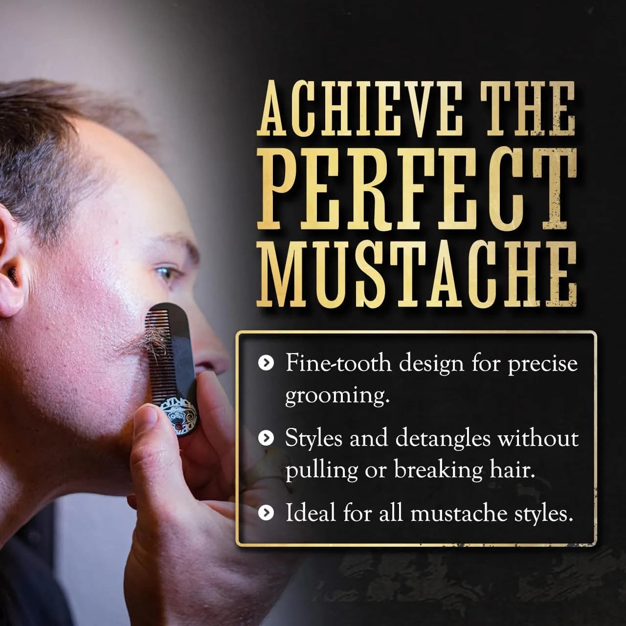 THE VINTAGE GROOMING CO. Gold Standard Mustache Kit - 4 x 1 oz Wax, 2 Combs, 1 Remover Oil | Strong Hold for Unruly Mustaches - view 8
