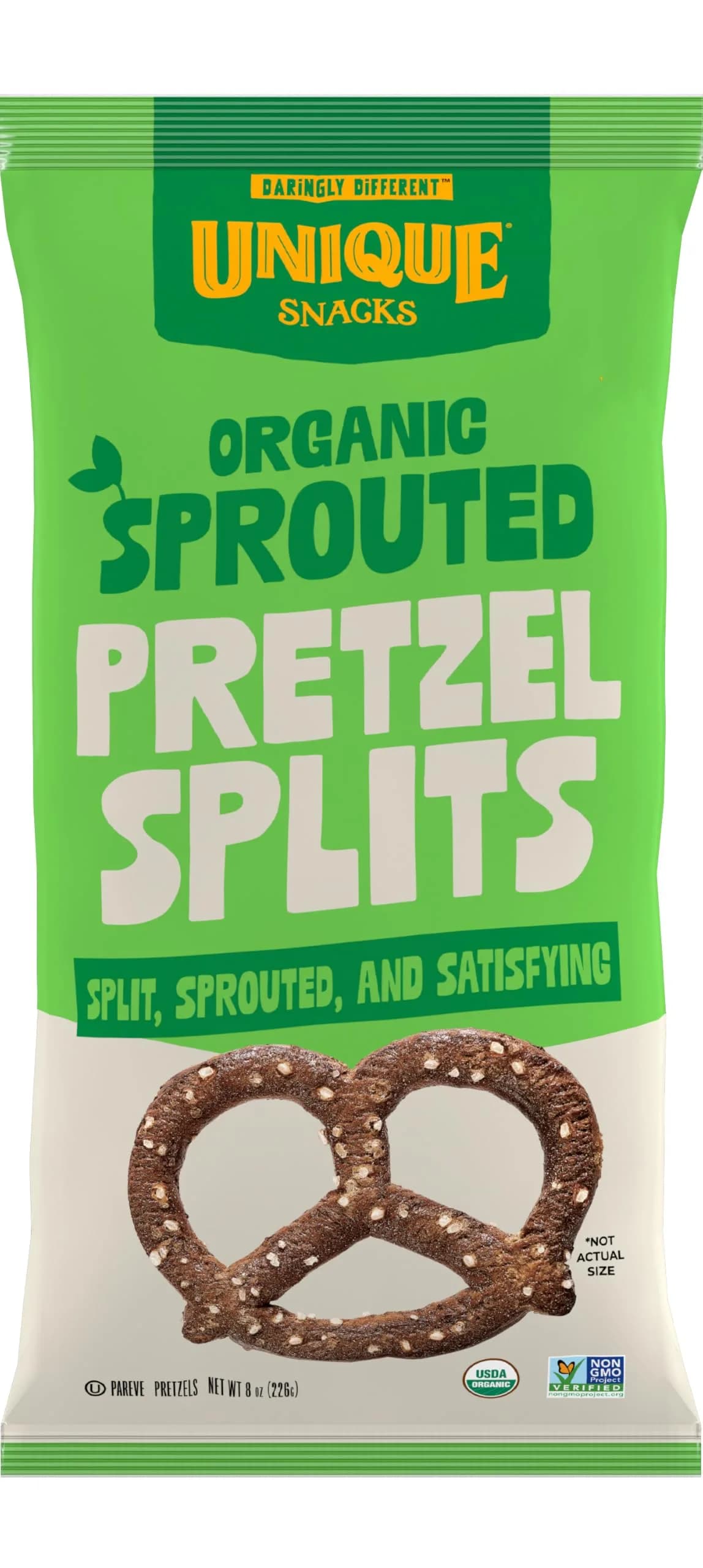 Unique Snacks Sprouted Splits Pretzels Salted 8 Oz | Homestyle Baked, Kosher, Non-GMO - main product image