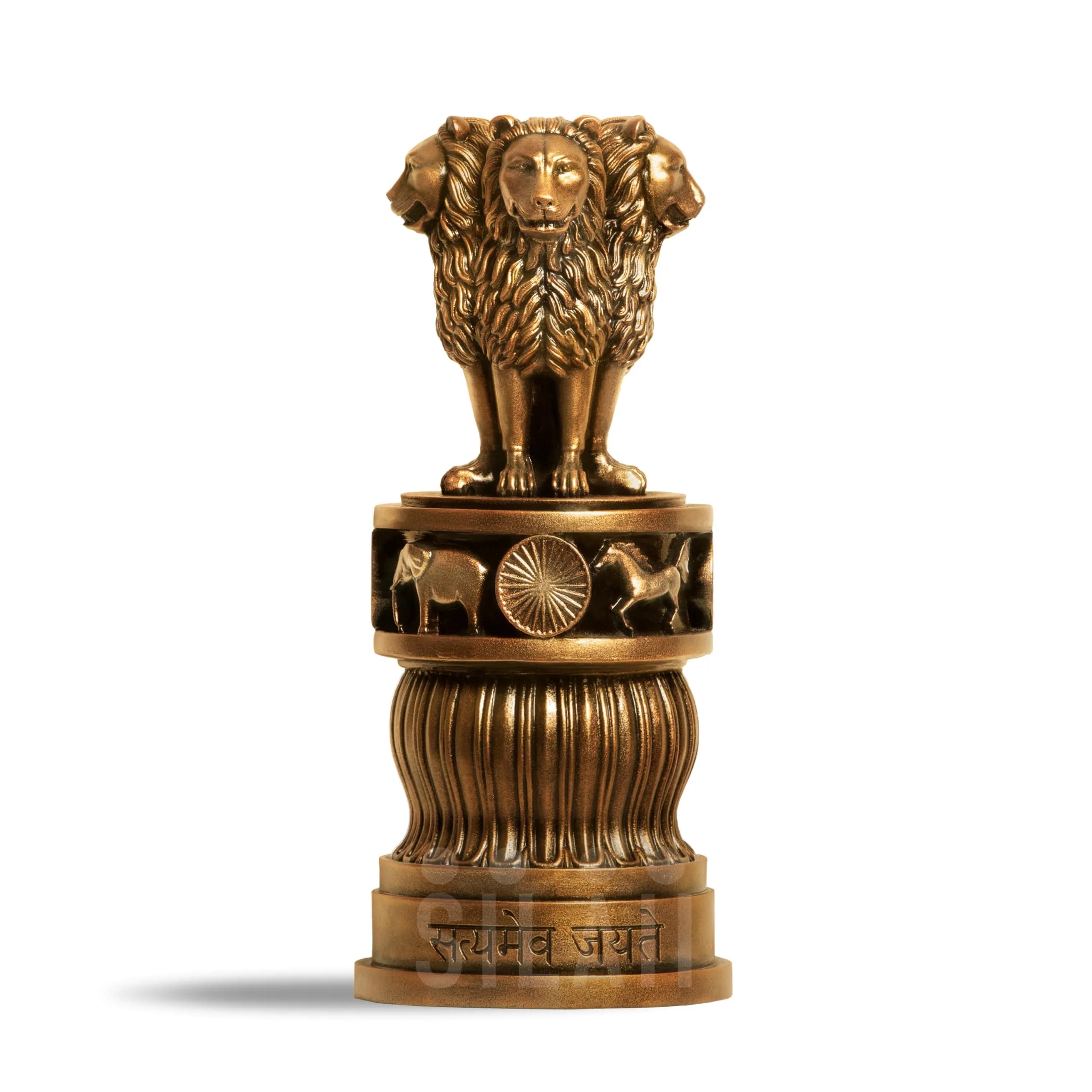SILAII Ashoka Pillar Sculpture - Antique Bronze & Gold - 5" (Antique Bronze) | Religious Home Decor Accent — Antique Bronze