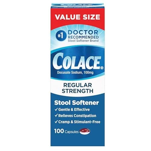 Colace Stool Softener Constipation Relief Capsules 100 mg (100 Count) | Gentle, Stimulant-Free Relief thumbnail 1