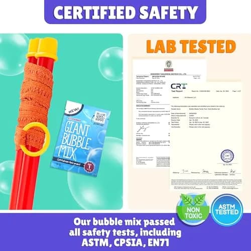 Atlasonix Giant Bubble Wand Set with 2 Gallons Bubble Solution Powder | Non-Toxic & Easy to Use for Kids Ages 3+ thumbnail 6