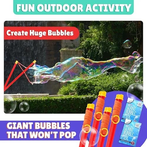 Atlasonix Giant Bubble Wand Set with 2 Gallons Bubble Solution Powder | Non-Toxic & Easy to Use for Kids Ages 3+ thumbnail 7