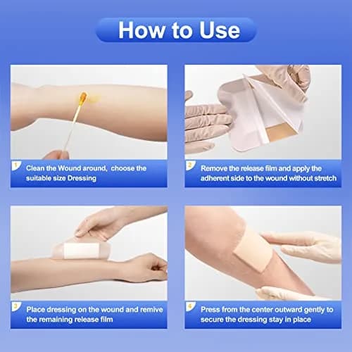 Niceful Silicone Foam Dressing 5"x5" (10 Pcs) | Gentle Adhesive for Sensitive Skin thumbnail 6