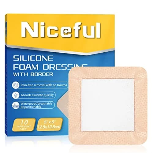 Niceful Silicone Foam Dressing 5"x5" (10 Pcs) | Gentle Adhesive for Sensitive Skin thumbnail 1