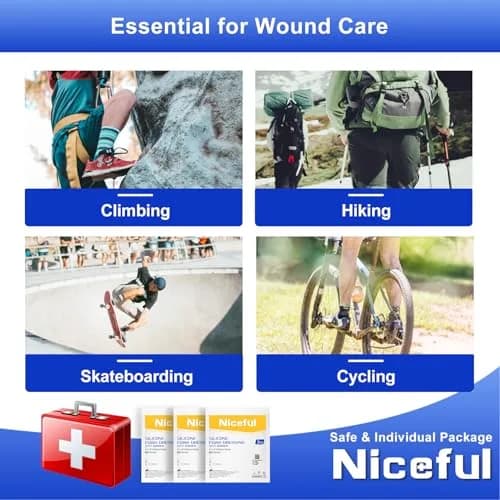Niceful Silicone Foam Dressing 4"x4" (2.5"x2.5" Pad), 5 Pcs | High Absorbency Wound Care with Border Adhesive thumbnail 5