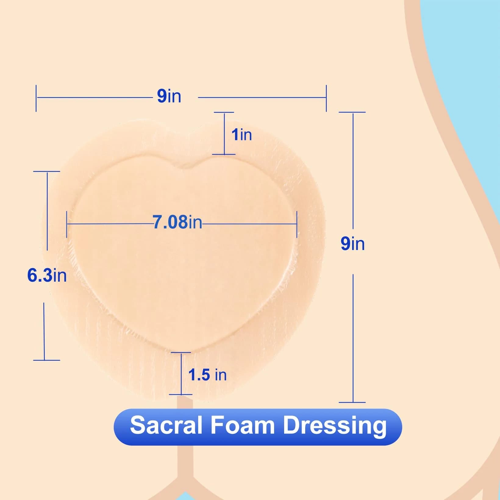 Niceful Sacral Silicone Foam Dressing 9"x9" (5 Count) | Moist Healing for Sacrum Ulcers - view 2