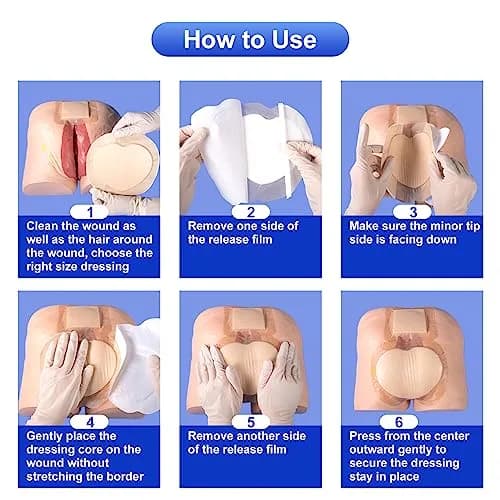 Niceful Sacral Silicone Foam Dressing 9"x9" (22.86cm x 22.86cm) 5 PCS | Moist Healing for Bed Sores thumbnail 6