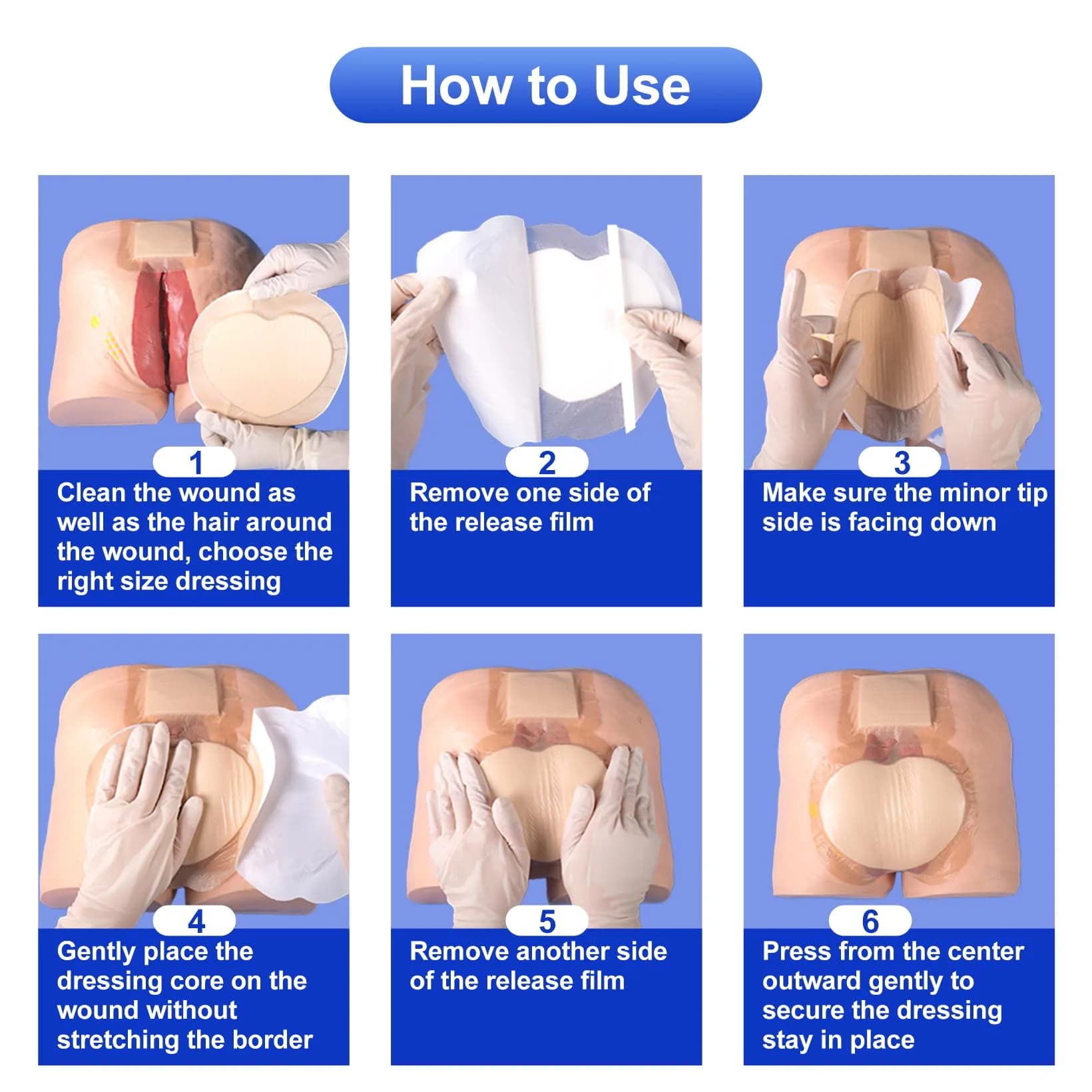 Niceful Sacral Silicone Foam Dressing 9"x9" (5 Count) | Moist Healing for Sacrum Ulcers - view 6