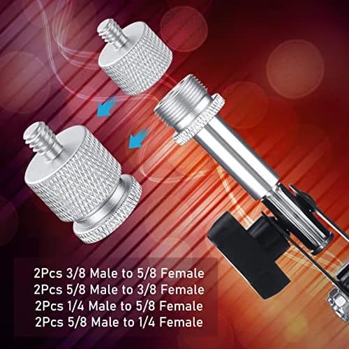 Moxweyeni 8 Pcs Mic Stand Adapter Set | 5/8" to 3/8" & 1/4" Thread Converters thumbnail 4