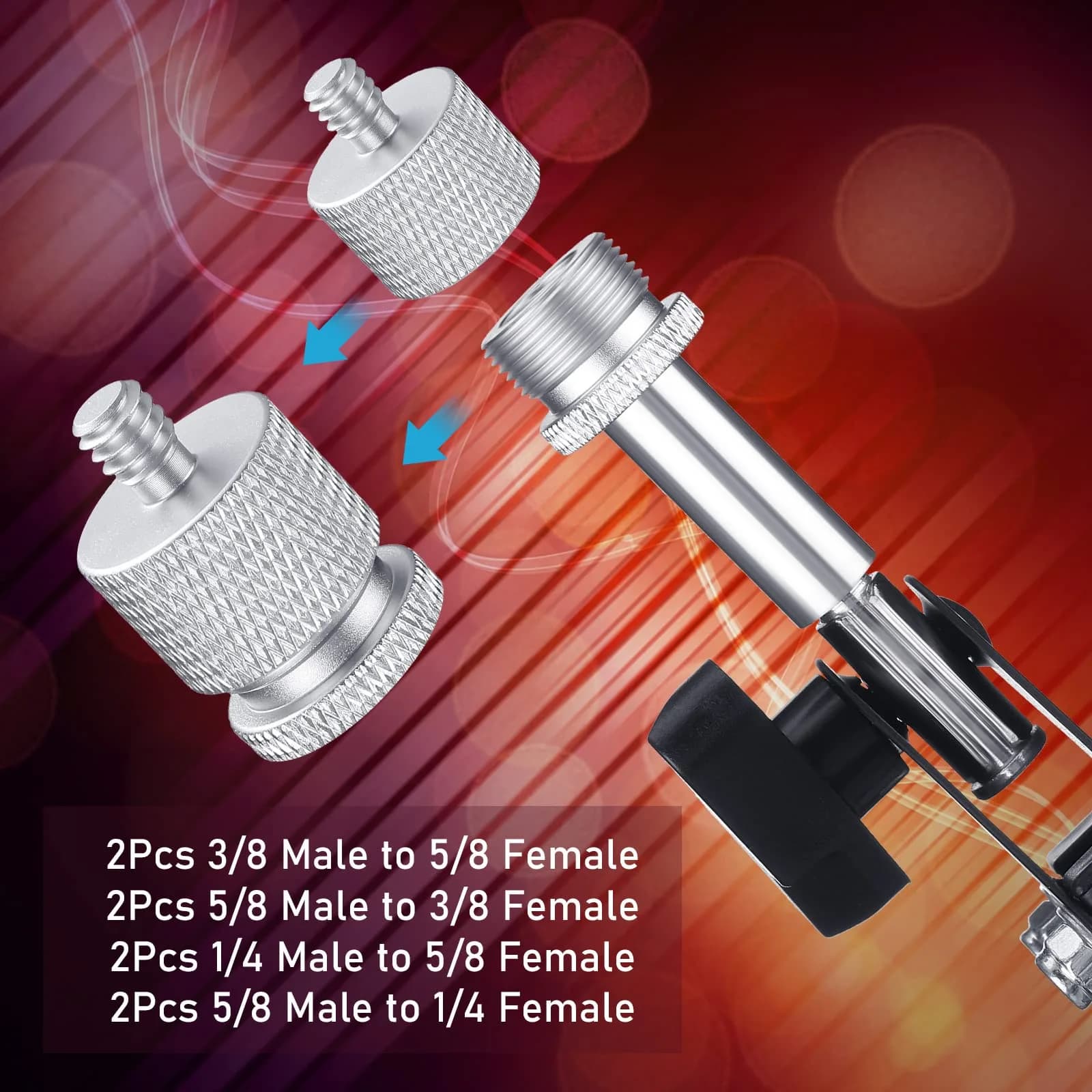 Moxweyeni 8 Pcs Mic Stand Adapter Set | 5/8" to 3/8" & 1/4" Thread Converters - view 4