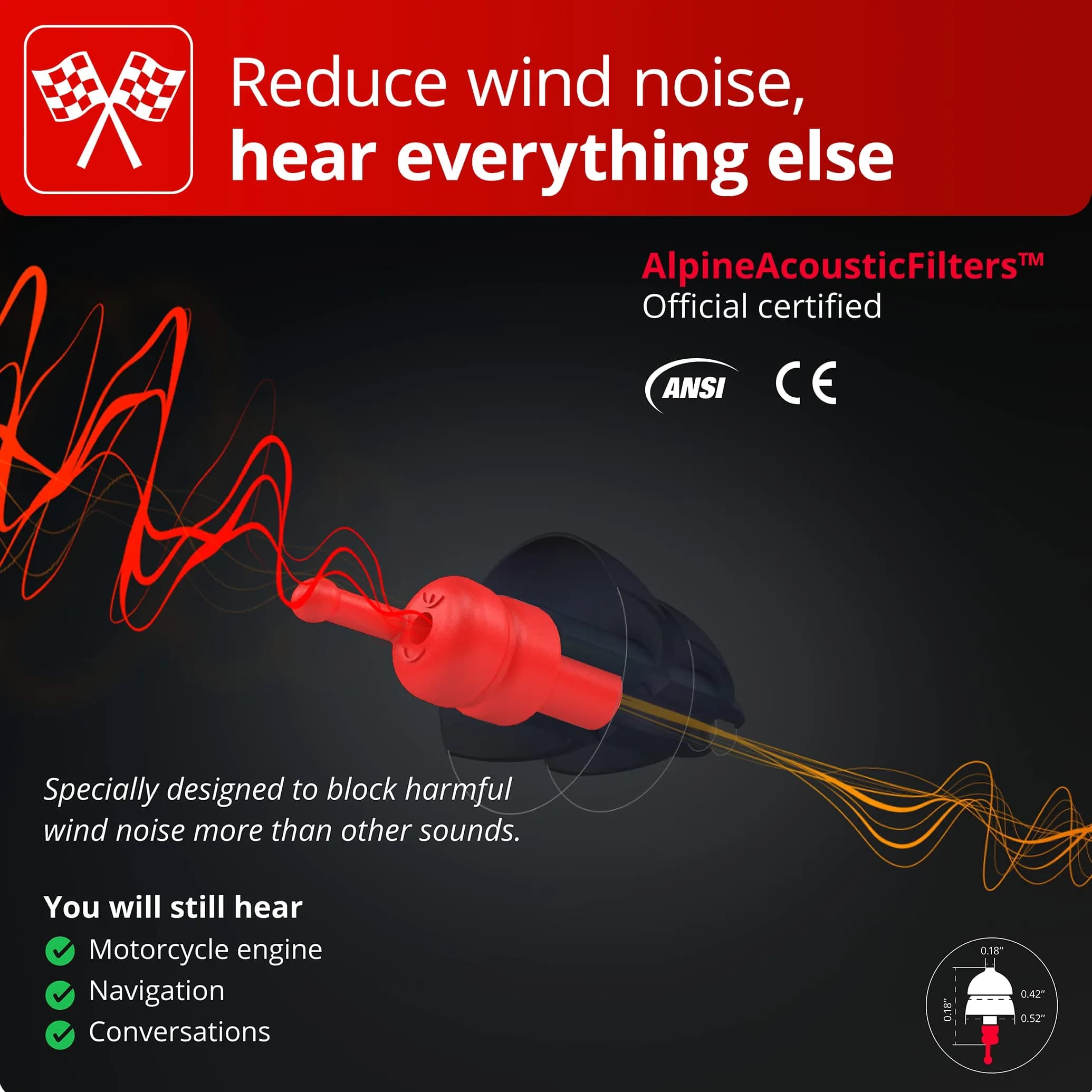 Alpine MotoSafe Race MotoGP™ Ear Plugs | 20dB Noise Reduction for Motorcycling - view 2