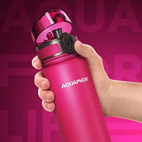 AQUAPHOR City Water Filter Bottle 17 oz | Reusable & Portable Filtered Water Bottle | BPA-Free | Pink thumbnail 2