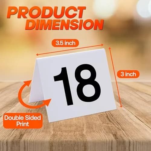 Tapix Restaurant Table Numbers 1-25 White | Durable Plastic Tent Markers for Events thumbnail 2