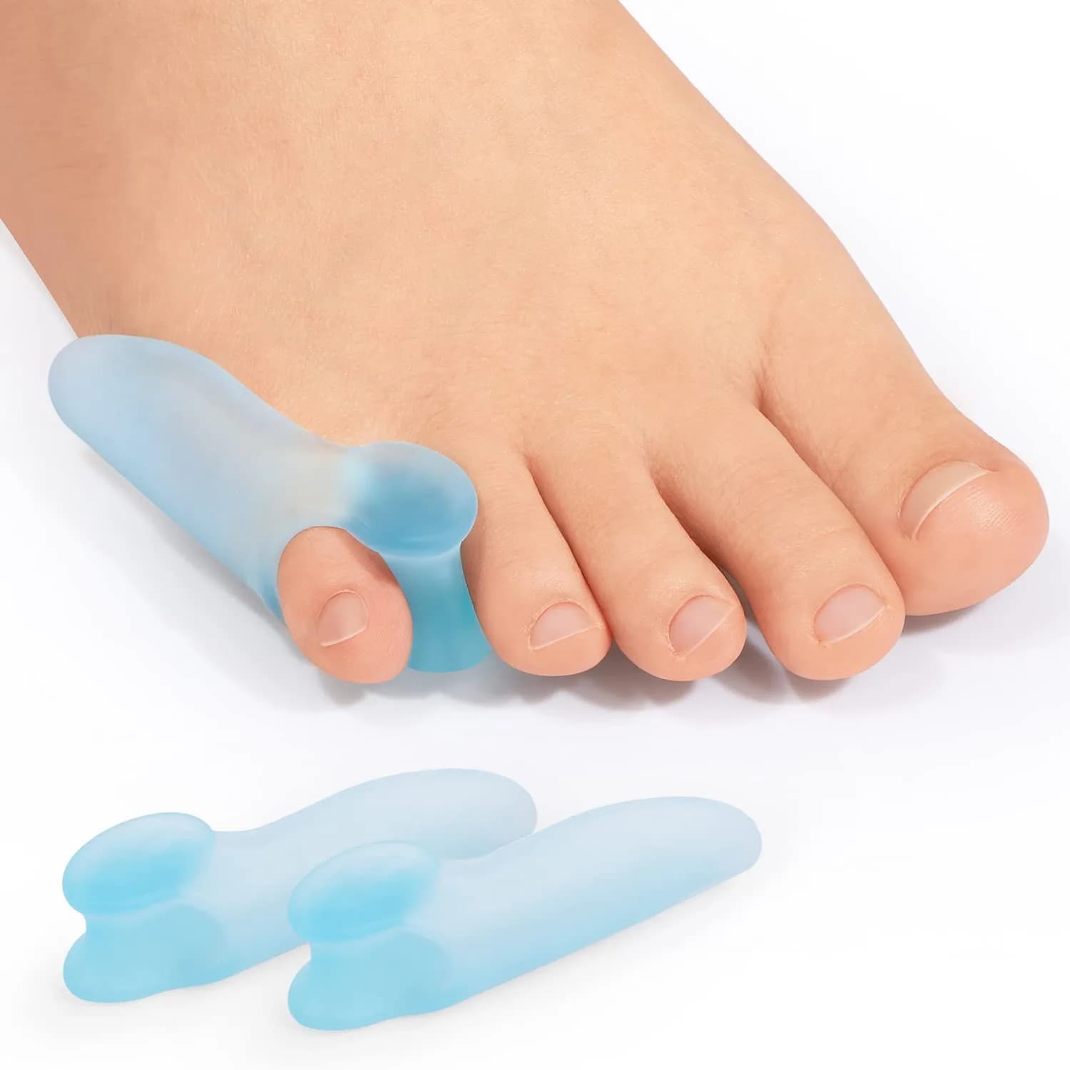 Promifun Pink Bunion Cushion Protector | Gel Corrector Pads for Foot Pain Relief, Calluses & Corns (14 Pack, Medium, Silicone) — Blue（Pinky Toe）