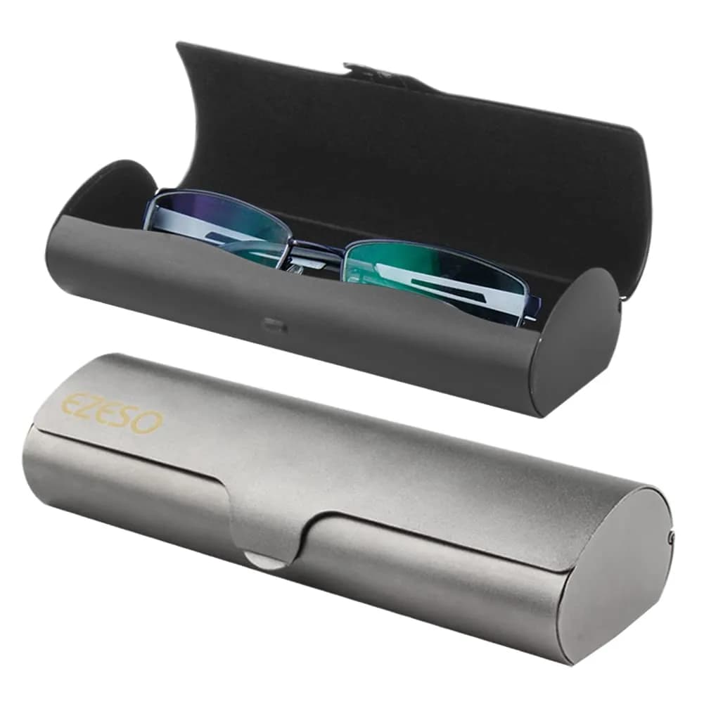 EZESO ESSENTIAL SKINCARE 2 PCS Aluminum Eyeglass Case Set | Hard Shell, Lightweight, Universal Fit - main product image