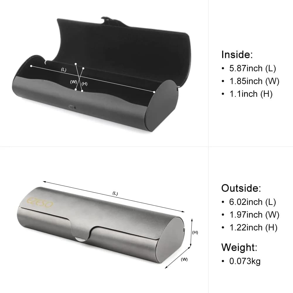 EZESO ESSENTIAL SKINCARE 2 PCS Aluminum Eyeglass Case Set | Hard Shell, Lightweight, Universal Fit - view 2