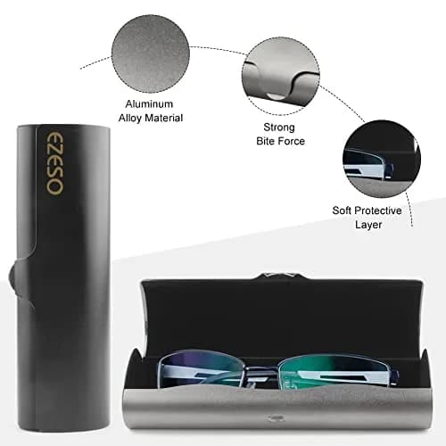 EZESO ESSENTIAL SKINCARE 2 PCS Aluminum Eyeglass Case Set | Hard Shell, Lightweight, Universal Fit thumbnail 3