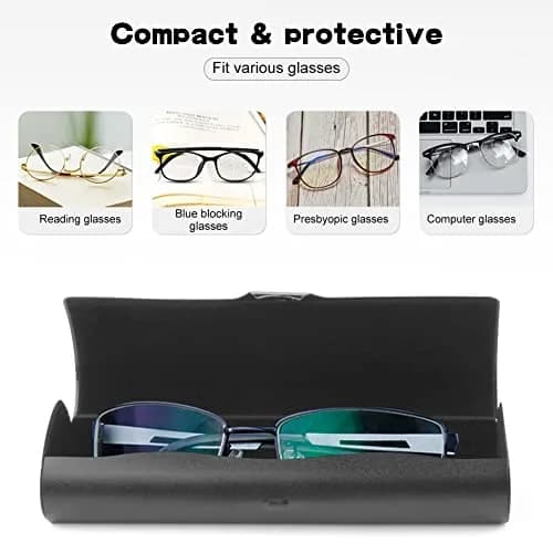 EZESO ESSENTIAL SKINCARE Hard Eyeglass Case for Men & Women, Aluminum Alloy with Suede Lining, Black (2-Pack, Small) thumbnail 4