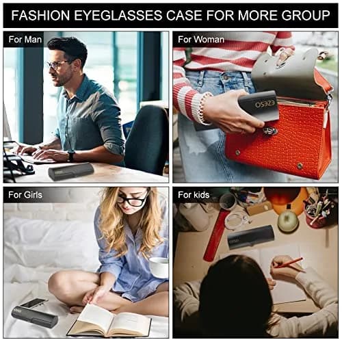 EZESO ESSENTIAL SKINCARE Hard Eyeglass Case for Men & Women, Aluminum Alloy with Suede Lining, Black (2-Pack, Small) thumbnail 7