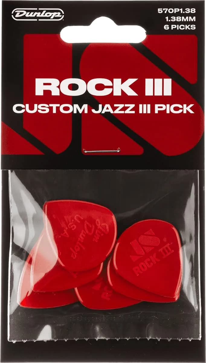 Jim Dunlop Rock III Nylon Custom Jazz III Guitar Picks 0.73mm (6-Pack) | Play Fast, Clear Notes - main product image