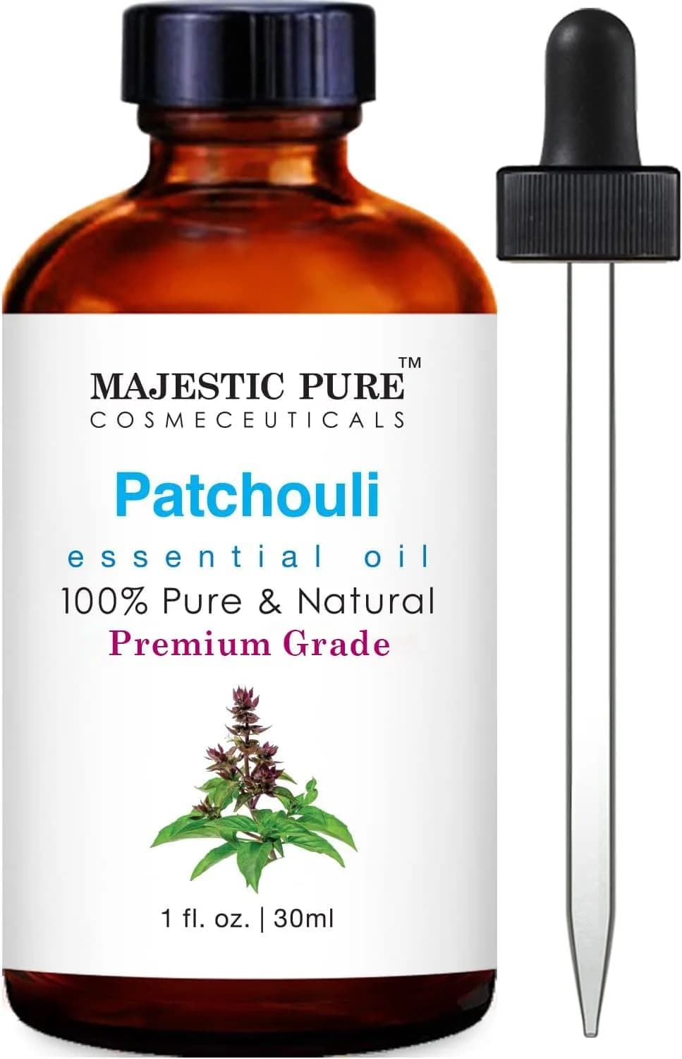 Majestic Pure Patchouli Essential Oil with Glass Dropper, 30ml (1 Fl Oz) | Pure & Natural Aromatherapy Oil - main product image