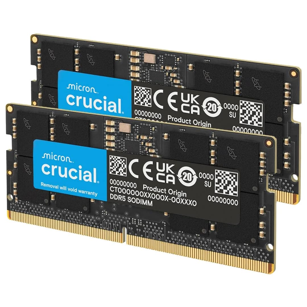 Crucial 16GB DDR5 RAM 4800MHz CL40 SODIMM Laptop Memory | Boosts System Performance — 32GB Kit (2x16GB) / 4800MHz