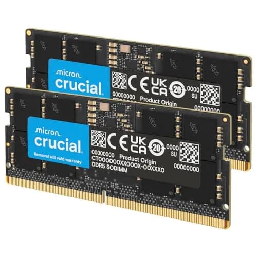Crucial 64GB DDR5 RAM Kit (2x32GB) 4800MHz CL40 SODIMM Laptop Memory | Boosts System Performance thumbnail 1
