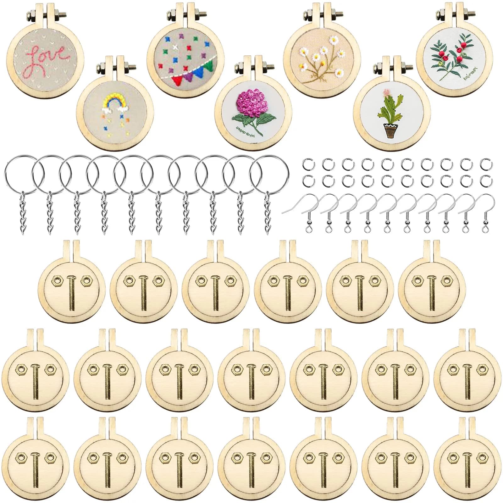 ZOCONE 20 Pack Mini Embroidery Hoops with Accessories | DIY Necklace Pendant & Keychain Craft - main product image