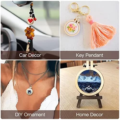 ZOCONE 20 Pack Mini Embroidery Hoops with Accessories | DIY Necklace Pendant & Keychain Craft thumbnail 6