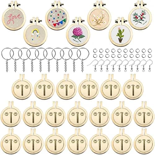 ZOCONE 20 Pack Mini Embroidery Hoops with Accessories | DIY Necklace Pendant & Keychain Craft thumbnail 1